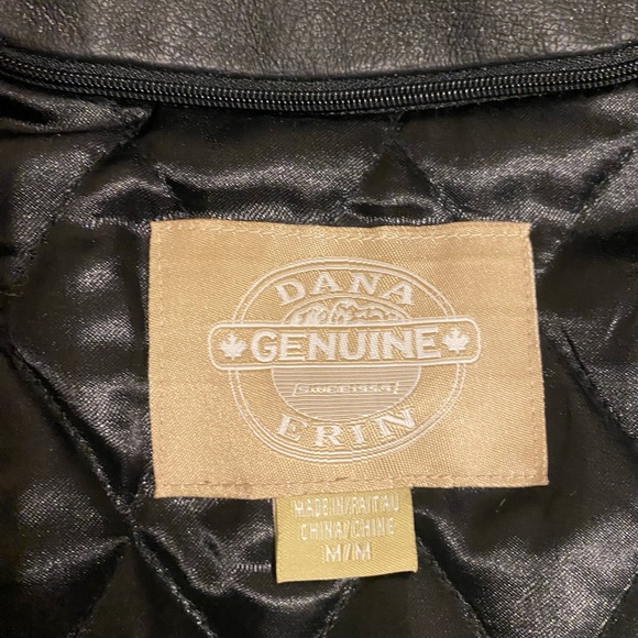 Black Dana Erin genuine Leather jacket size medium - Picture 2 of 7
